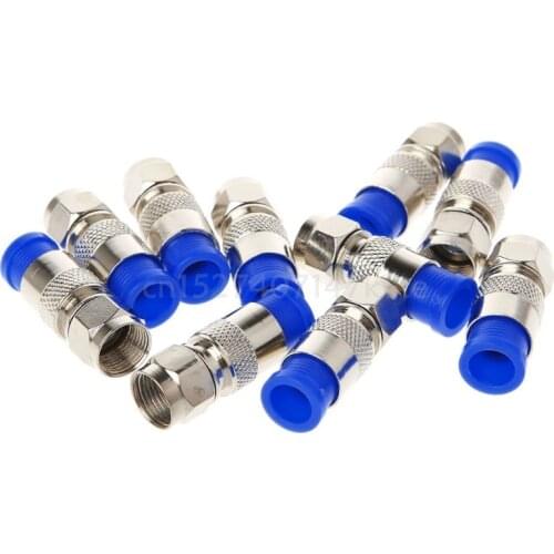 RG6 RG59 F Compression Connectors Coaxial Coax Cable Fitting Tools O-Ring 10Pcs