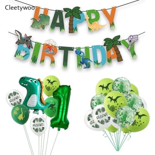 Roar Dinosaur Party Balloons Dinosaur Bunting Garland Jungle Wild Animal Party Dino 1 Year Old Boy 1st Birthday Party Decoration