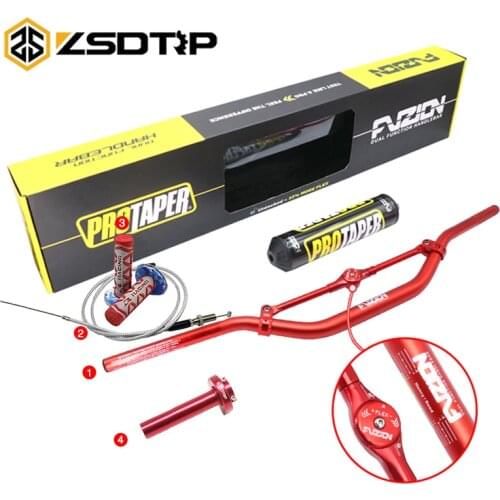 ZSDTRP Motorcycle Grips With 1/4 Quick Turn Throttle Cable For PRO TAPER Handlebar Pads Racing Dirt Pit Bike Motocross Parts