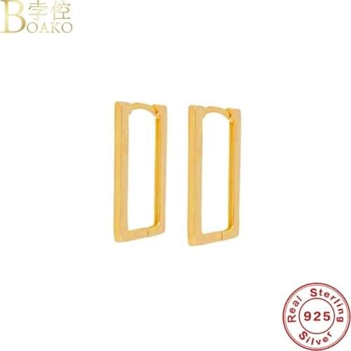 BOAKO Simple Drop Earring 925 Sterling Silver Earrings For Women Pendiente Piercing Ohrringe Gold Earing Luxury Fine Jewelry