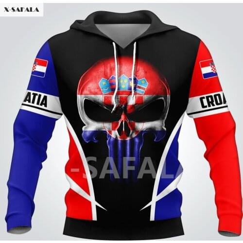 Croatia Map Flag 3D All Printed Hoodie Man Women Harajuku Zipper Pullover Sweatshirt Jacket