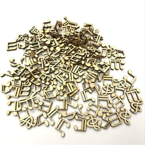 100pcs Laser Cut Wood Music Note Embellishment Christmas Wooden Shape Craft Wedding Decor Party DIY Decoration
