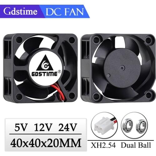 2 Pcs Gdstime 40mm 3D Printer Fan 40x40x20mm Cooler 24V 12V 5V 4020 Cooling Fan Computer Case Cooling Fan 2PIN 3PIN Heatsink Fan