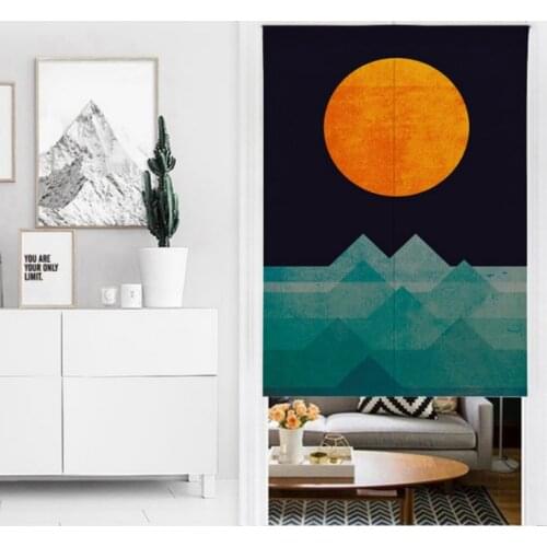 Japanese Style Sun Design Noren Doorway Curtain Cotton And Linen Printed Hanging Tapestry For Home Decoration