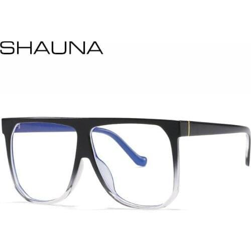 SHAUNA Anti-Blue Light Glasses Frames Oversized Square Sunglasses Retro Flat Top Sun Glasses UV400