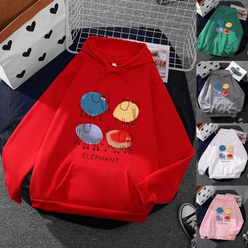 Women Kawaii Printed Hoodies Long Sleeve Loose Hooded Sweatshirts Women Pocket Korean Fashion Female Pullovers Hoodies