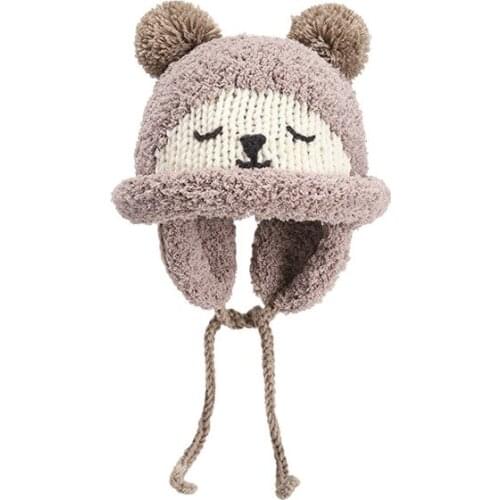 6-12 Months Newborn Baby Boys & Girls Winter Cap Solid Color Cotton For Children Warm Cartoon Hat Ear Protection Baby Girls Hat