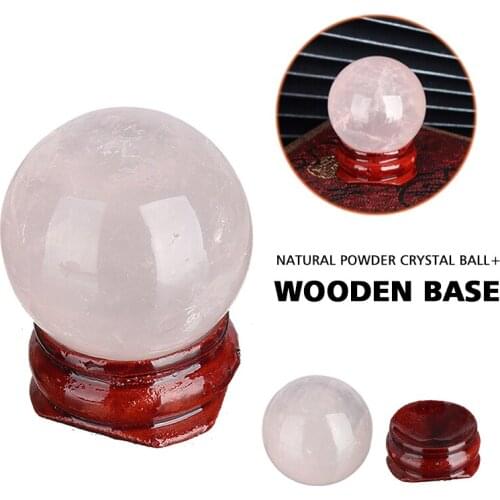 1pc 30mm Pink Crystal Ball Pink Rose Quartz Magic Crystal Healing Ball Sphere + Stand Home Ornaments