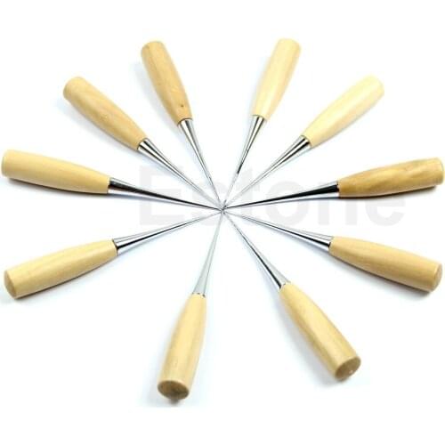 1pc Professional Leather Wood Handle Awl Tools For Leathercraft Stitching Sewing for knitting needles