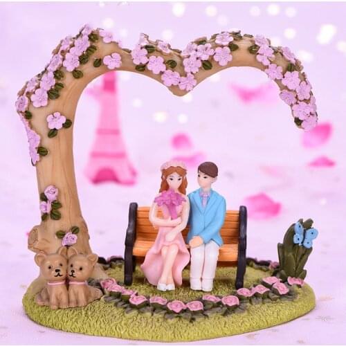 3Pcs/Set Lover Couple Chair Miniature Figurines Fairy Garden Ornaments Valentines Day Gift Wedding Party Decorations Home Decor