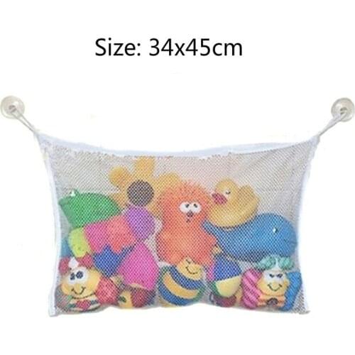 34*45cm Infant Bathing Hanging Organizer Children Bathroom Mesh Bag Tidy Bag with Net Baby Bath Toy Storage Suction Cup Bag toys
