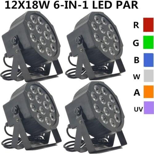 4PCS/ 12X18W RGBWA+UV led Par light 6-in-1 par led wash light professional stage dj equipment disco lights