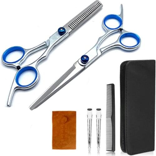 6 Inch Flat Scissors Thinning Scissors Barber Tool FT L Set Stainless Steel Cutting Shears Barber Supplies