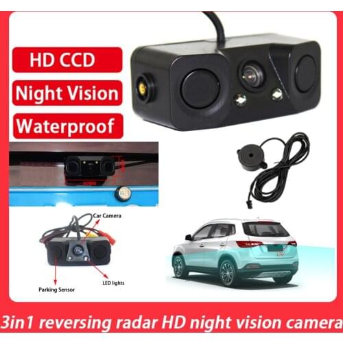 Car rear view camera Night vision LED light High definition Rearview Vehicle Camera Add Reversing Radar sensor detector camera