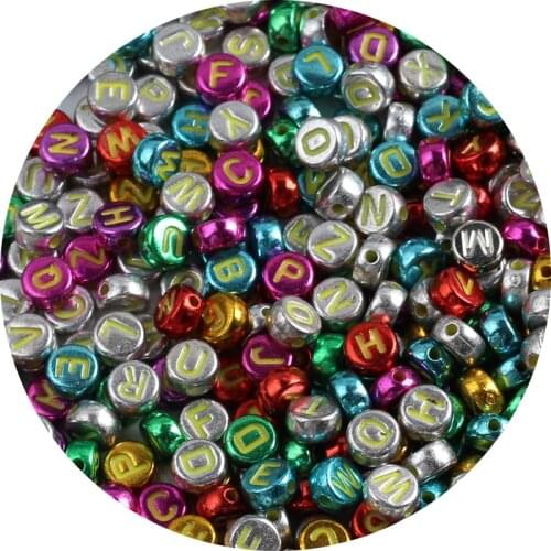 Round Flat Alphabet Multicolor Letter Acrylic Beads Loose Spacer Beads For Jewelry Making Handmade DIY Bracelet Necklace