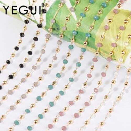 YEGUI C184,diy chain,18k gold plated,0.3microns,copper metal,beads,charms,hand made,diy bracelet necklace,jewelry making,1m/lot