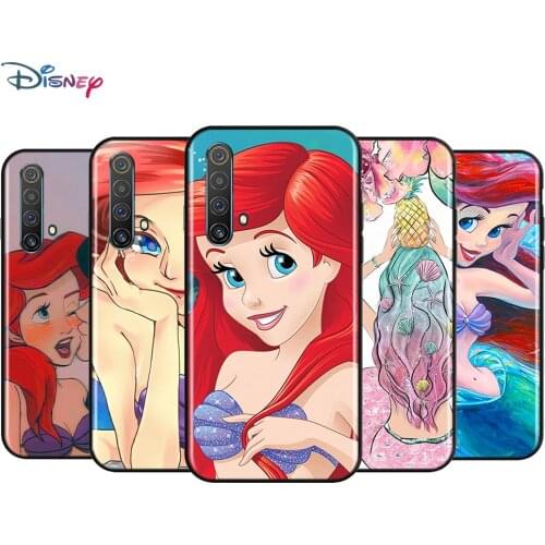 Black Soft Ariel Mermaid princess For Realme 7i Global C2 C3 C11 C12 C15 C17 X2 X3 Superzoom X50 XT Q2 Q2i Pro 5G Phone Case