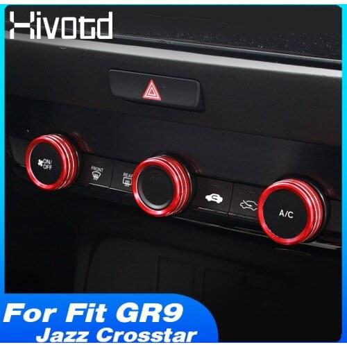 Hivotd Car Air Conditioning Switch Knob Cover Ring Frame Control Trim Sticker Accessories For Honda Fit GR9 Jazz Crosstar 2021