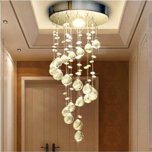 Spiral Crystal Chandelier for Home Entrance Stair Staircase aisle Corridor Ceiling Hanging Lamp Home decoration LED Lamp