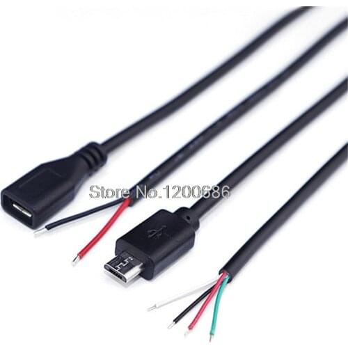 Micro USB Cable Pigtail 0.3M Micro 5pin USB Female Jack 4 wires Power Pigtail Cable Cord DIY
