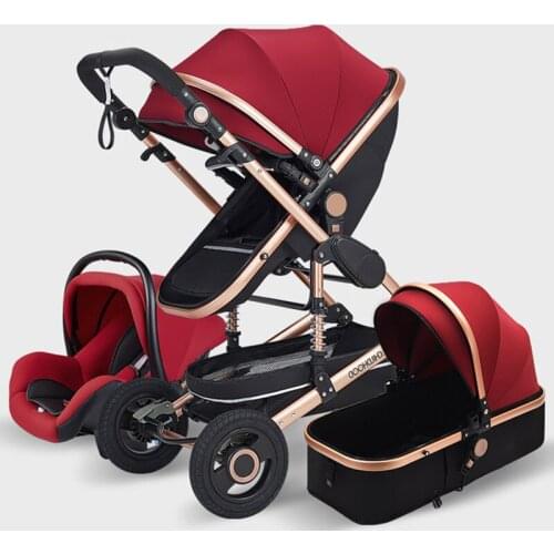 Luxurious Baby Stroller 3 in 1 Portable Travel Baby Carriage Folding Prams Aluminum Frame High Landscape Car for Newborn Baby