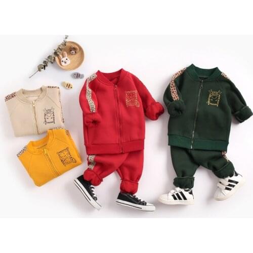 Children Cartoon Clothes Set Two-Piece Coat & Trousers Baby Boys Girls Korean Style Autumn Winter Suit
