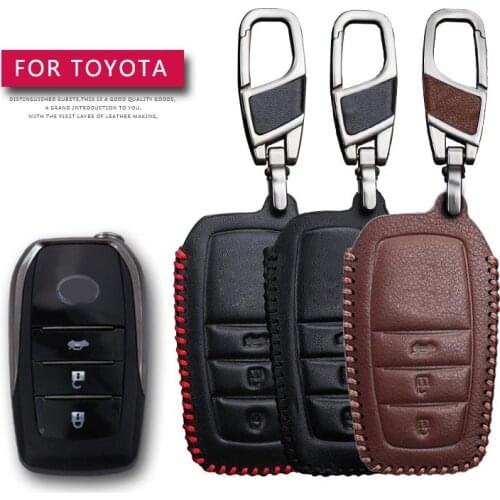 Leather Car Key Case Cover For Toyota Hilux Fortuner Land Cruiser Camry Protection Key Shell Skin Bag Only Case