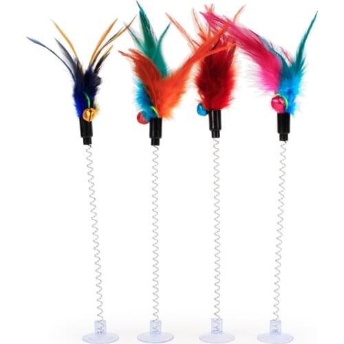 Two Hot Selling Styles Of Cat Toys Multicolored Sucker Type With Bell Spring Mouse Cat Spring Feather Pet Toys