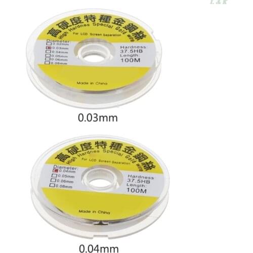 100m Alloy Gold Molybdenum Wire Cutting Line LCD Display Screen Separator Repair