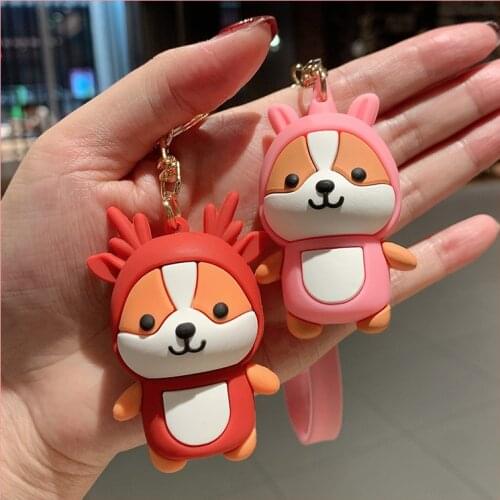 Cute Shiba Inu PVC Animal Keychain Gadgets for Men Women Bag Ornament Girls Key Chain Gift To Husband Chaveiro Sleutelhanger