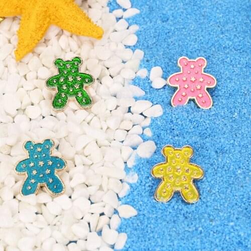 Fashionable fashion brand logo bear metal badge DIY decoration bag clothes with cartoon childrens animal brooch