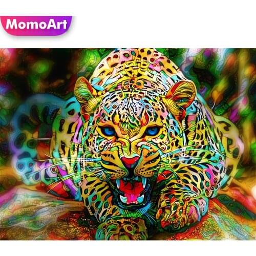 MomoArt Diamond Mosaic Animal Full Drill Square Diamond Painting Leopard Cross Stitch Kits Embroidery Rhinestones Handicraft