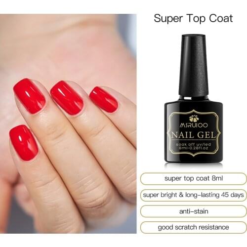 MSRUIOO 8ml Super Top Coat No Wipe Matte Top Gel Nail Polish Transparent Soak Off UV LED Nail Art Gel Varnish Function Gel