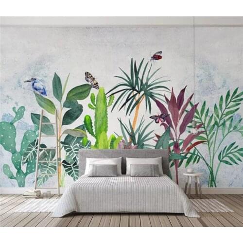 Custom wallpaper mural Plant hand painted watercolor tropical Hummingbird Modern home background wall 3d wallpaper