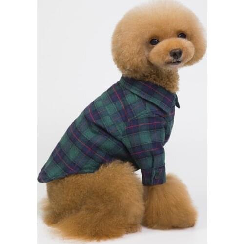 New pet clothes dog clothes two legs teddy french bulldog Pomeranian chihuahua dog shirt plaid clothing