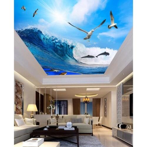 Sea sky ceiling papel parede mural wallpaper ceilings 3d murals wallpaper for living room