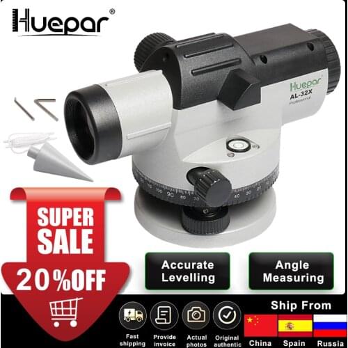 Huepar Optical Laser Level Accurate Levelling Tool Optical Level Instrument Self-levelling Height/Distance/Angle Measuring Tool