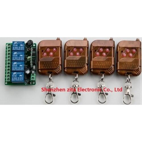 Hot sale DC12V 4CH RF Wireless Remote Control Switch System 4 transmitter & receiver relay Receiver Smart Home Switch