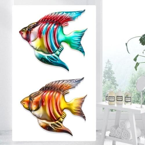 Retro Home Wall Hanging Metal Wrought Iron Goldfish Pendant Good Luck Wall Ornament DIY Outdoor Garden Bar Restaurant Home Decor
