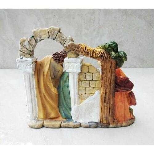 Resin Nativity Scene Christmas Living Decorations Statue Jesus In Manger