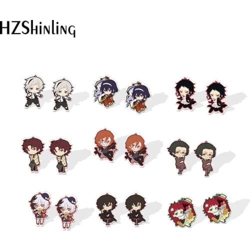 2020 New Bungo Stray Dogs Acrylic Earring Anime Resin Earrings Epoxy Stud Earring Earrings Trendy Jewelry