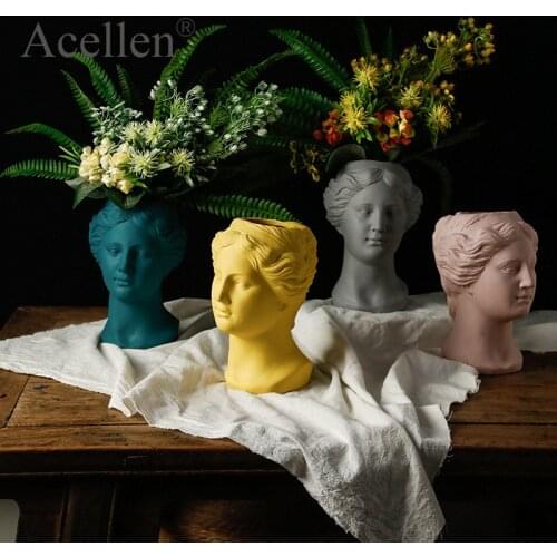 Nordic Ornaments Venus Flower Decoration Statue Ceramic Crafts Artwork Succulents Vase Flower Pot Greek Goddess Vase Home Decor