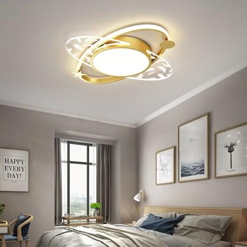 Modern Creative Feather Acrylic Pink Gold LED Ceiling Lamp for Bedroom Living Dining Children Play Room Aisle Home interior Deco