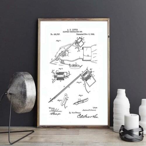 Tattoo patent,Stencil Pen wall art,Tattoo Parlor posters,decor,vintage print,blueprint,Tattooist gift idea, wall Decorations