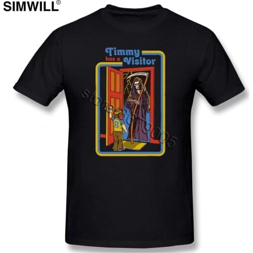 Timmy Has A Visitor Tee Shirts Mens Novelty Short Sleeve Cotton T-shirts Crew Neck T Shirt Horror Death Tshirt