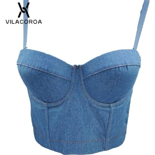 Blue Denim Vintage Sexy Camisole Womens Clothes Elegant Sleeveless Skinny Crop Top Female Spaghetti Strap Backless Tank Vest