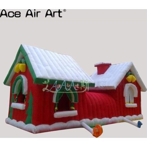 High quality 7.5m L x 3m W inflatable Christmas santa claus grotto air blown Christmas house tent model Children playing tent