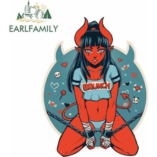 EARLFAMILY 13cm x 9.9cm for Devil Elf Girl Funny Car Stickers Vinyl Scratch-proof Custom Printing Sticker DIY Waterproof Decal