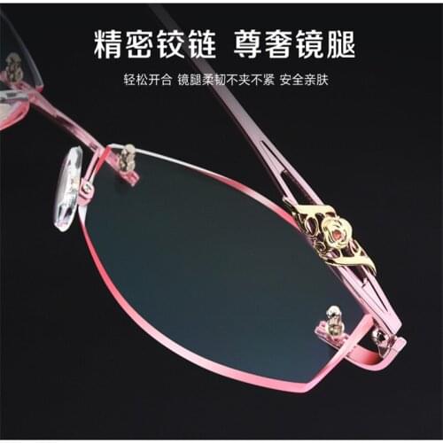 Diamond cutting Womens glasses Frameless spectacles myopia hyperopia Radiation proof glasses Custom frames including lenses