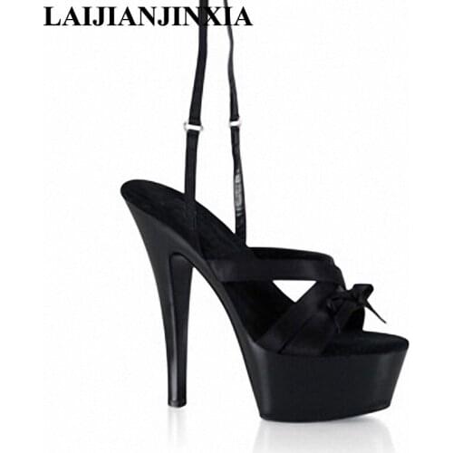 New Women Party Dancing Shoes Summer Nightclub 17cm High Heels Sexy Strap Waterproof Thick Slippers Pole Dance Shoes